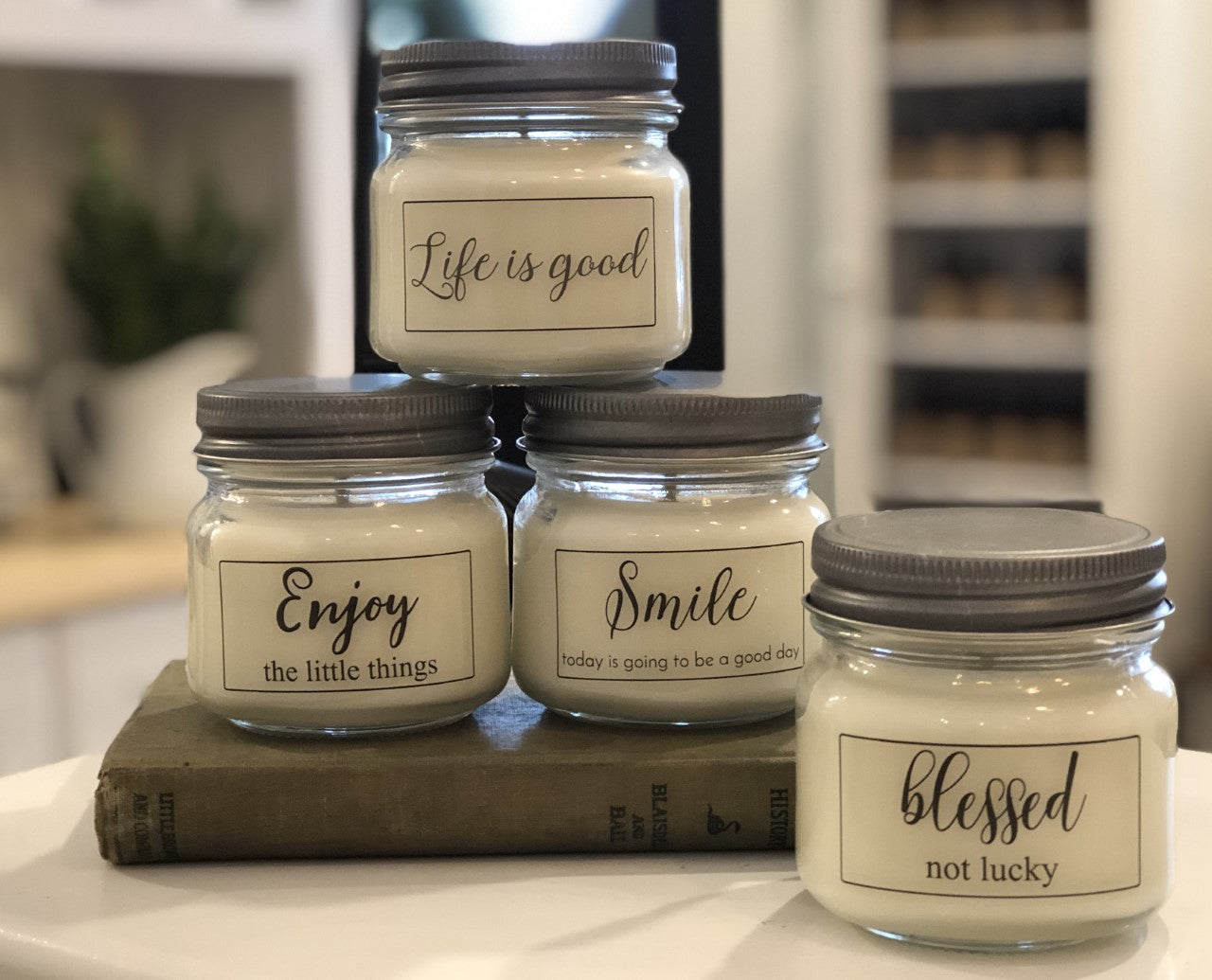 candles with custom labels